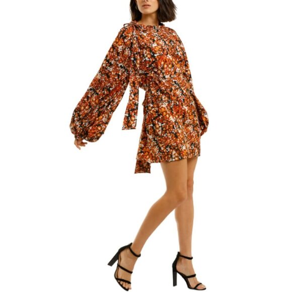 Camilla And Marc Dress Size 6 Orange Mini Fall Designer Mini Floral - Picture 3 of 8